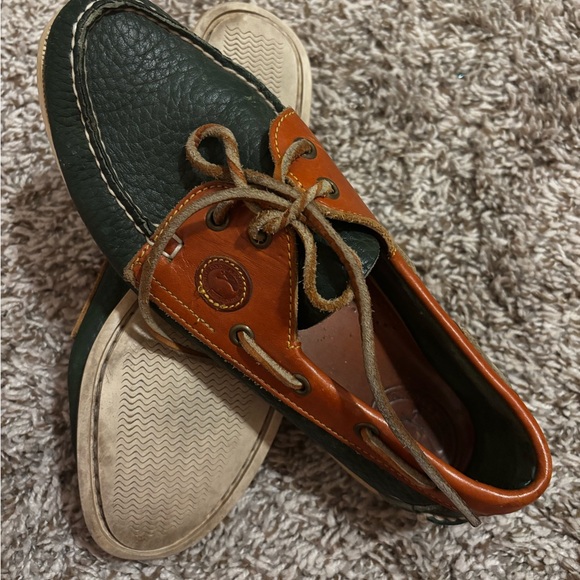 DOONEY & BOURKE Vintage Hunter green  + Brown Pebble Leather Top Boat Shoes 8 - Picture 7 of 8